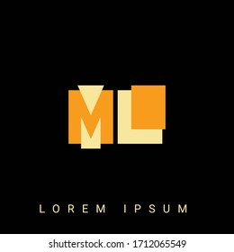 Modern creative shaped ML, LM, M, L logo. Initial Logo Designs  with Black Background.