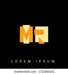 Modern creative shaped MR, RM, M, R logo. Initial Logo Designs  with Black Background.