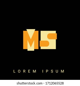 Modernes, kreatives MS, SM, M, S Logo. Erstmalige Logo-Designs mit schwarzem Hintergrund.