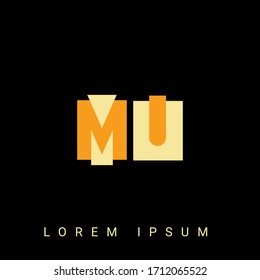 Modern creative shaped MU, UM, M, U logo. Initial Logo Designs  with Black Background.