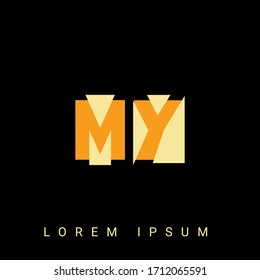 Modern creative shaped MY, YM, M, Y logo. Initial Logo Designs  with Black Background.