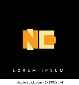 Modern creative shaped ND, DN, N, D logo. Initial Logo Designs  with Black Background.