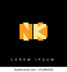Modern creative shaped Nk, kN, N, k logo. Initial Logo Designs  with Black Background.