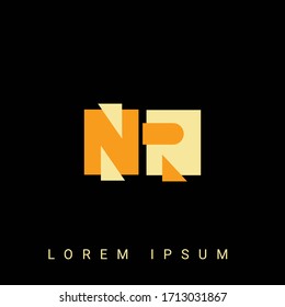 Modern creative shaped NR, RN, N, R logo. Initial Logo Designs  with Black Background.