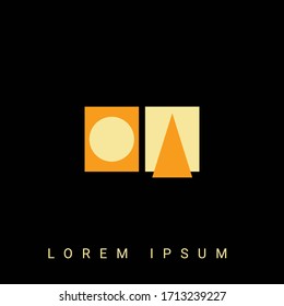Modern creative shaped OA, AO, O, A logo. Initial Logo Designs  with Black Background.