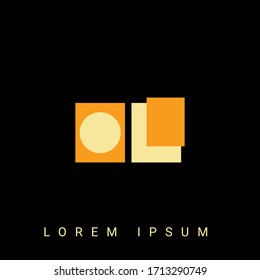 Modern creative shaped OL, LO, O, L logo. Initial Logo Designs  with Black Background.