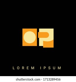 Modern creative shaped OP, PO, O, P logo. Initial Logo Designs  with Black Background.