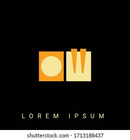Moderna forma creativa OW, WO, O, W logo. Diseños de logotipo inicial con fondo negro.