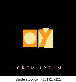 Modern creative shaped OY, YO, O, Y logo. Initial Logo Designs  with Black Background.