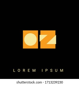 Modern creative shaped OZ, ZO, O, Z logo. Initial Logo Designs  with Black Background.