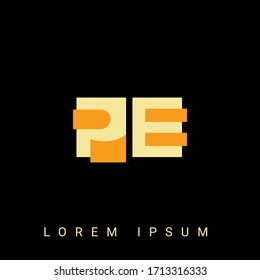 Moderna forma creativa PE, EP, P, E logo. Diseños de logotipo inicial con fondo negro.