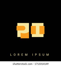 Moderna forma creativa PI, IP, P, logotipo I. Diseños de logotipo inicial con fondo negro.