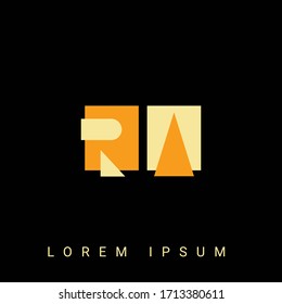 Modern creative shaped RA, AR, R, A logo. Initial Logo Designs  with Black Background.