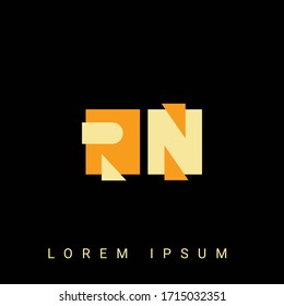 Modern creative shaped RN, NR, R, N logo. Initial Logo Designs  with Black Background.