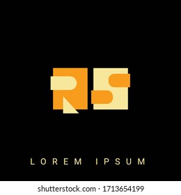 Modern creative shaped RS, SR, R, S logo. Initial Logo Designs  with Black Background.
