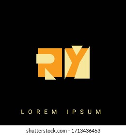 Modern creative shaped RY, YR, R, Y logo. Initial Logo Designs  with Black Background.