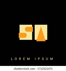 Moderne kreative SA, AS, S, A Logo. Erstmalige Logo-Designs mit schwarzem Hintergrund.



