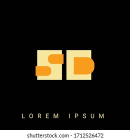 Modern creative shaped SD, DS, S, D logo. Initial Logo Designs  with Black Background.



