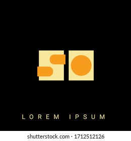 Modern creative shaped SO, OS, S, O logo. Initial Logo Designs  with Black Background.



