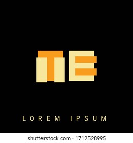 Modern creative shaped TE, ET, T, E logo. Initial Logo Designs  with Black Background.