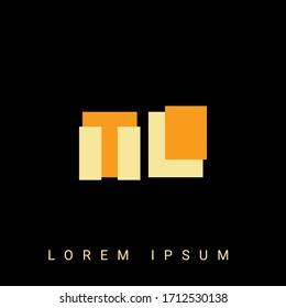 Logotipo moderno con forma creativa TL, LT, T, L. Diseños de logotipo inicial con fondo negro.