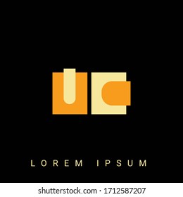 Modern creative shaped UC, CU, U, C logo. Initial Logo Designs  with Black Background.



