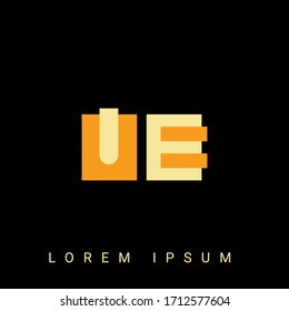 Modernes, kreatives UE, EU, U, E Logo. Erstmalige Logo-Designs mit schwarzem Hintergrund.



