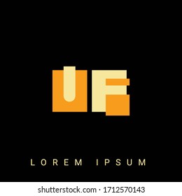 Modern creative shaped UF, FU, U, F logo. Initial Logo Designs  with Black Background.



