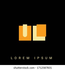 Modern creative shaped UL, LU, U, L logo. Initial Logo Designs  with Black Background.



