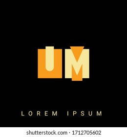 Modern creative shaped UM, MU, U, M logo. Initial Logo Designs  with Black Background.



