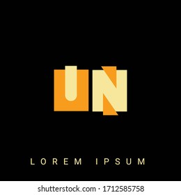Modern creative shaped UN, NU, U, N logo. Initial Logo Designs  with Black Background.



