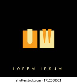 Modernes, kreatives UW, WU, U, W Logo. Erstmalige Logo-Designs mit schwarzem Hintergrund.



