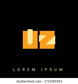 Logo moderno en forma creativa UZ, ZU, U, Z. Diseños de logotipo inicial con fondo negro.



