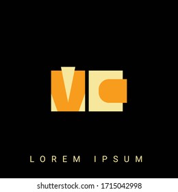 Modern creative shaped VC, CV, V, C logo. Initial Logo Designs  with Black Background.