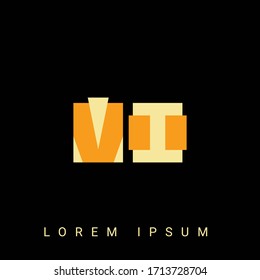Moderna forma creativa en forma de VI, IV, V, logo I. Diseños de logotipo inicial con fondo negro.