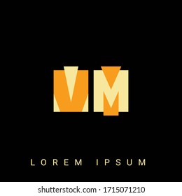 Modern creative shaped VM, MV, V, M logo. Initial Logo Designs  with Black Background.