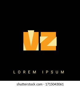 Modern creative shaped VZ, ZV, V, Z logo. Initial Logo Designs  with Black Background.