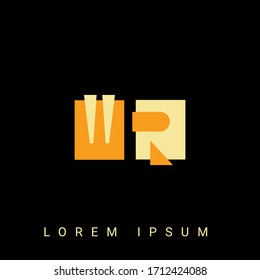 Modern creative shaped WR, RW, W, R logo. Initial Logo Designs  with Black Background.

