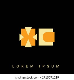 Modern creative shaped XC, CX, X, C logo. Initial Logo Designs  with Black Background.