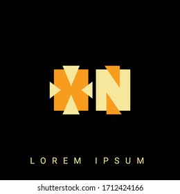 Logotipo XN, NX, X, N de forma creativa y moderna. Diseños de logotipo inicial con fondo negro.
