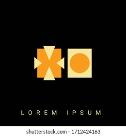 Modern creative shaped XO, OX, X, O logo. Initial Logo Designs  with Black Background.
