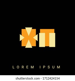 Modern creative shaped XT, TX, X, T logo. Initial Logo Designs  with Black Background.
