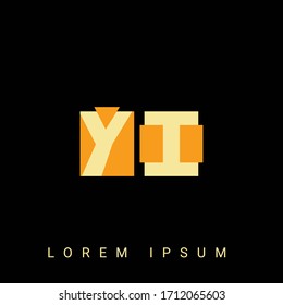 Modern creative shaped YI, IY, Y, I logo. Initial Logo Designs  with Black Background.
