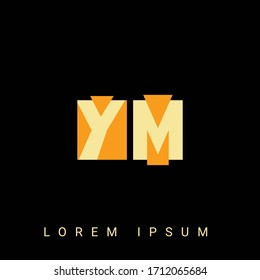 Modern creative shaped YM, MY, Y, M logo. Initial Logo Designs  with Black Background.