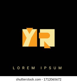 Moderna forma creativa YR, RY, Y, R logo. Diseños de logotipo inicial con fondo negro.