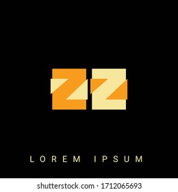 Logo moderno con forma creativa ZZ, ZZ, Z, Z. Diseños de logotipo inicial con fondo negro.