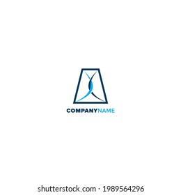 Concepto de diseño del logo de la piscina natural de hojarasca creativa moderna