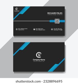 Modern creative simple business card black and blue template vector, Illustration Vector 10
