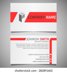 modern creative simple business card white and red template vector