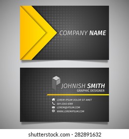 modern creative simple business card black and yellow template vector